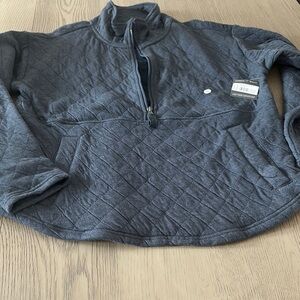 Eddie Bauer Women's Gray Quilted Half-Zip Sweatshirt